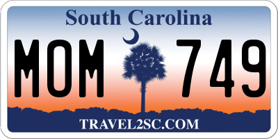 SC license plate MOM749