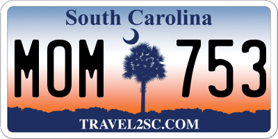 SC license plate MOM753