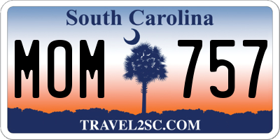 SC license plate MOM757