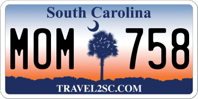 SC license plate MOM758