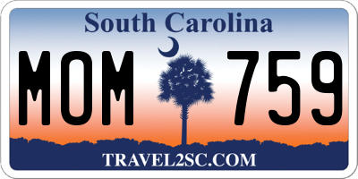 SC license plate MOM759