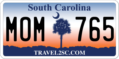 SC license plate MOM765