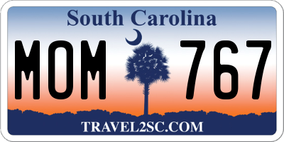 SC license plate MOM767