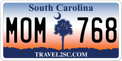 SC license plate MOM768