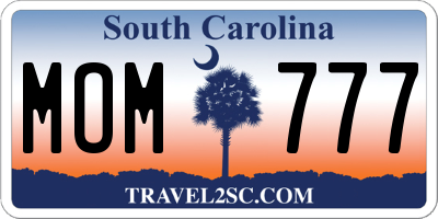 SC license plate MOM777