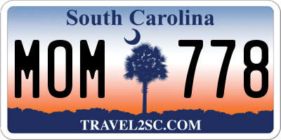 SC license plate MOM778