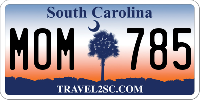 SC license plate MOM785