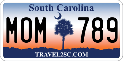 SC license plate MOM789