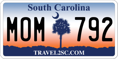 SC license plate MOM792