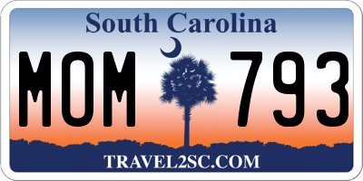 SC license plate MOM793