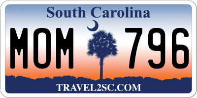 SC license plate MOM796