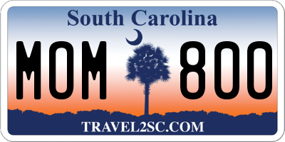 SC license plate MOM800