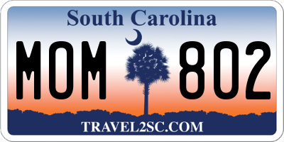 SC license plate MOM802