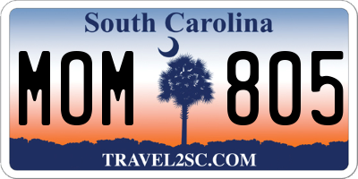 SC license plate MOM805