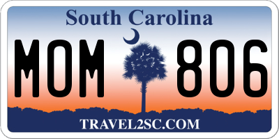 SC license plate MOM806