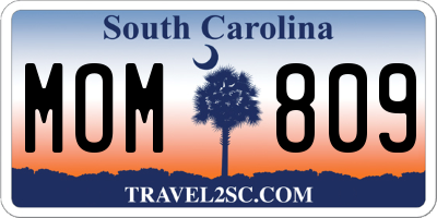 SC license plate MOM809