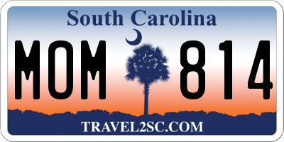 SC license plate MOM814