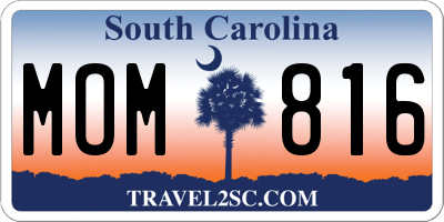 SC license plate MOM816