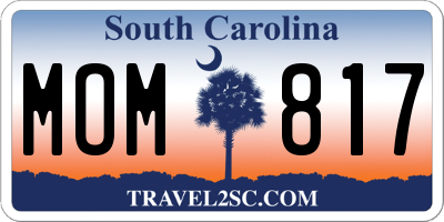 SC license plate MOM817