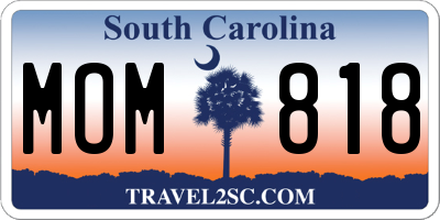 SC license plate MOM818