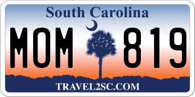 SC license plate MOM819