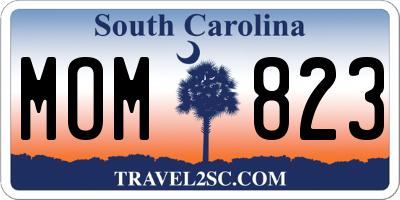 SC license plate MOM823