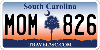 SC license plate MOM826