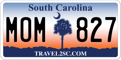 SC license plate MOM827