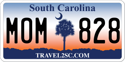 SC license plate MOM828