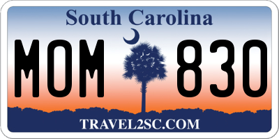 SC license plate MOM830