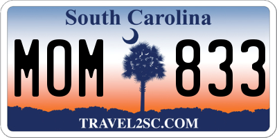 SC license plate MOM833