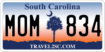 SC license plate MOM834