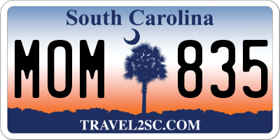 SC license plate MOM835