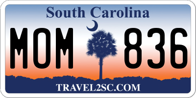 SC license plate MOM836