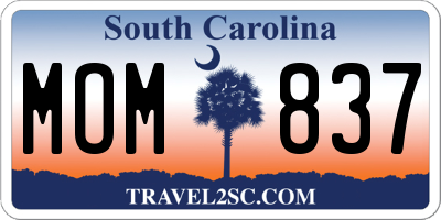 SC license plate MOM837