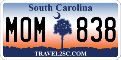 SC license plate MOM838