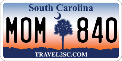 SC license plate MOM840