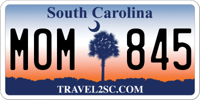 SC license plate MOM845