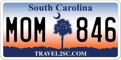 SC license plate MOM846