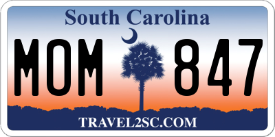 SC license plate MOM847