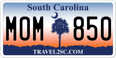 SC license plate MOM850