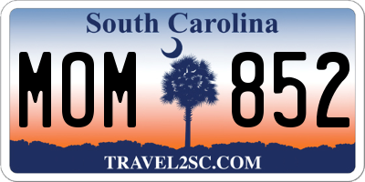 SC license plate MOM852