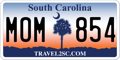 SC license plate MOM854