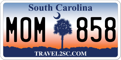 SC license plate MOM858