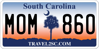 SC license plate MOM860