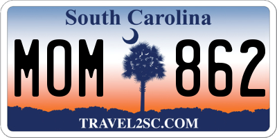 SC license plate MOM862