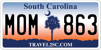 SC license plate MOM863