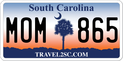 SC license plate MOM865