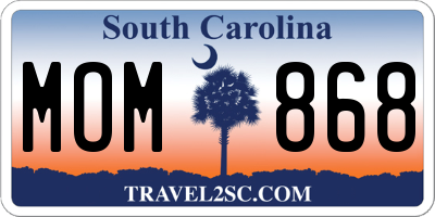 SC license plate MOM868