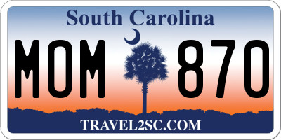 SC license plate MOM870